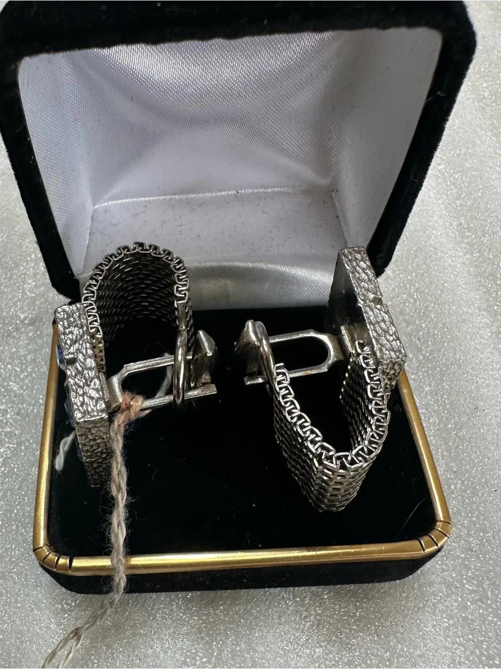 Men’s silver cufflinks with blue stones